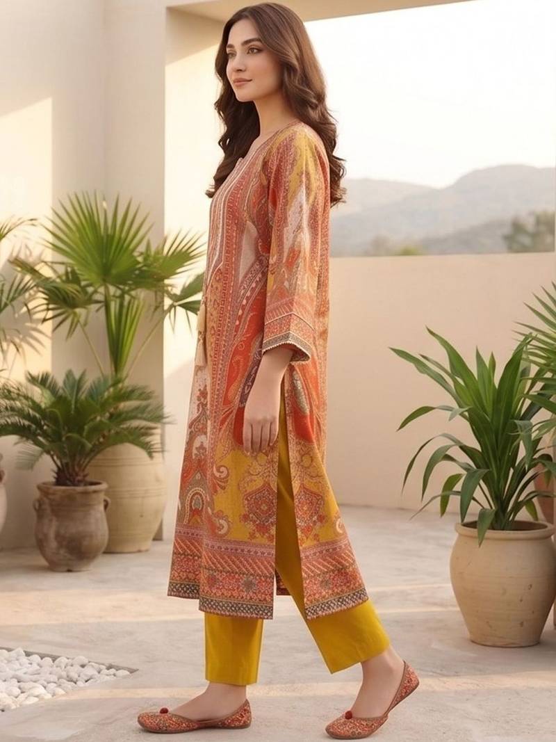 Women Ethnic Motifs Printed Regular Chanderi Silk Kurta with Trousers