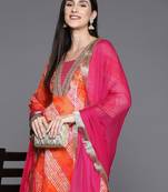Women Yoke Design Panelled Thread Work Kurta with Trousers & Dupatta