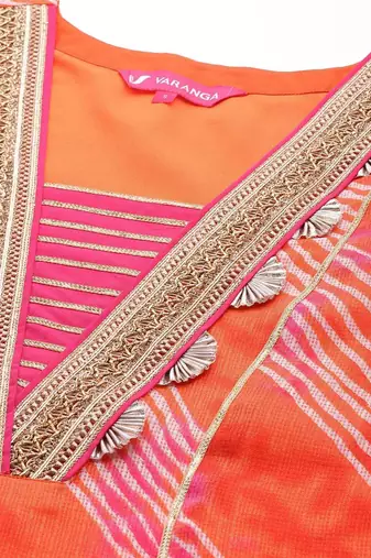 Women Yoke Design Panelled Thread Work Kurta with Trousers & Dupatta