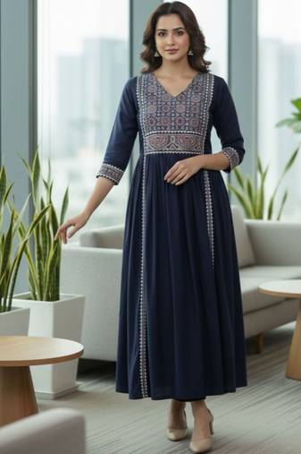 Women Ethnic Motifs Embroidered Pleated Kurta with Trousers
