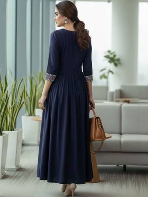 Women Ethnic Motifs Embroidered Pleated Kurta with Trousers 5