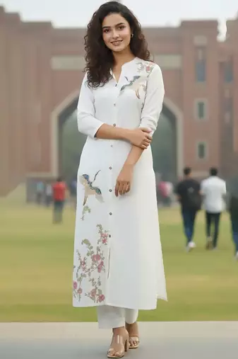 Women Floral Embroidered Regular Thread Work Kurta with Trousers