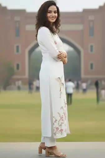 Women Floral Embroidered Regular Thread Work Kurta with Trousers