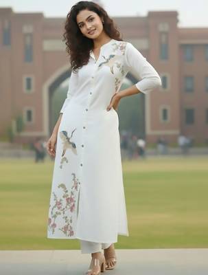 Women Floral Embroidered Regular Thread Work Kurta with Trousers 5