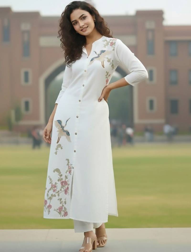 Women Floral Embroidered Regular Thread Work Kurta with Trousers