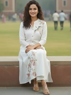 Women Floral Embroidered Regular Thread Work Kurta with Trousers 6