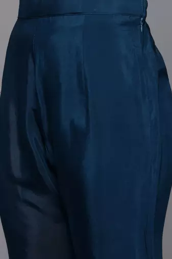 Embroidered Thread Work Chanderi Silk Kurta With Trousers & Dupatta