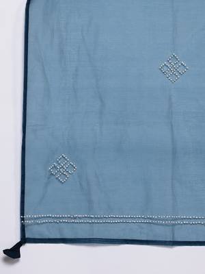 Embroidered Thread Work Chanderi Silk Kurta With Trousers & Dupatta 4