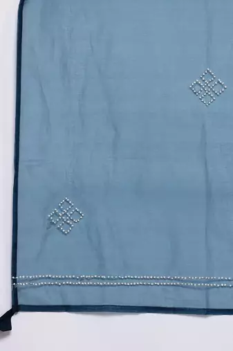 Embroidered Thread Work Chanderi Silk Kurta With Trousers & Dupatta