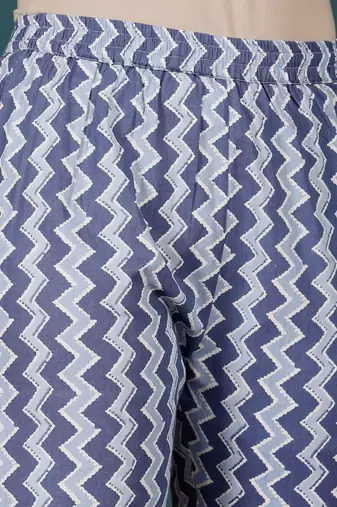 Floral Printed V-Neck Pure Cotton Straight Kurta With Trousers & Dupatta