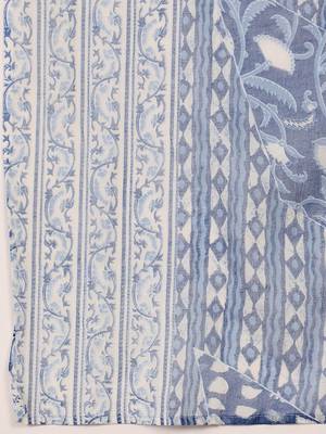 Floral Printed V-Neck Pure Cotton Straight Kurta With Trousers & Dupatta 5