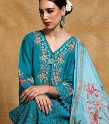 Women Floral Embroidered Regular Thread Work Pure Cotton Kurta with Trousers & With Dupatta