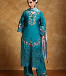Women Floral Embroidered Regular Thread Work Pure Cotton Kurta with Trousers & With Dupatta