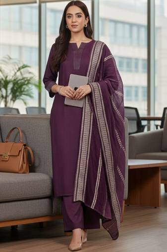 Women Ethnic Motifs Embroidered Regular Thread Work Kurta with Trousers & With Dupatta