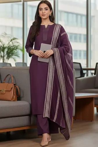 Women Ethnic Motifs Embroidered Regular Thread Work Kurta with Trousers & With Dupatta