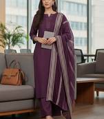 Women Ethnic Motifs Embroidered Regular Thread Work Kurta with Trousers & With Dupatta
