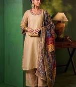 Women Ethnic Motifs Regular Thread Work Kurta with Palazzos & With Dupatta