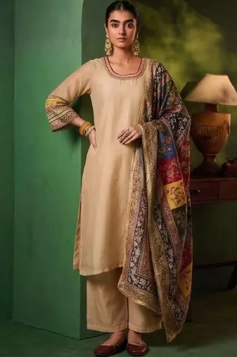 Women Ethnic Motifs Regular Thread Work Kurta with Palazzos & With Dupatta