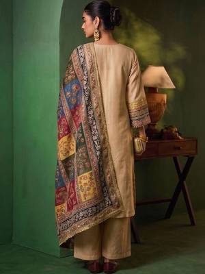 Women Ethnic Motifs Regular Thread Work Kurta with Palazzos & With Dupatta 6