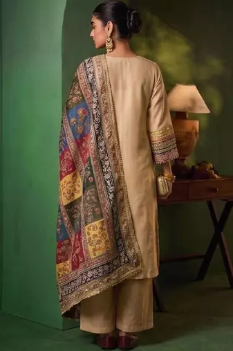 Women Ethnic Motifs Regular Thread Work Kurta with Palazzos & With Dupatta