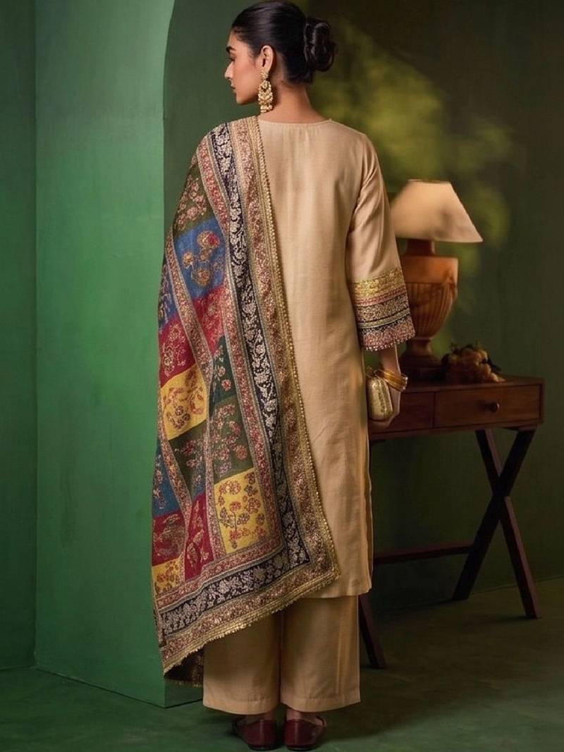Women Ethnic Motifs Regular Thread Work Kurta with Palazzos & With Dupatta