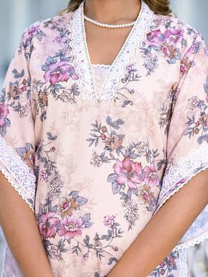 Floral Printed Mirror Work Pure Cotton Straight Kurta with Trousers & Dupatta 3