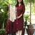 Beautiful maroon pochampally ikkat handloom cotton straight kurta set with dupatta