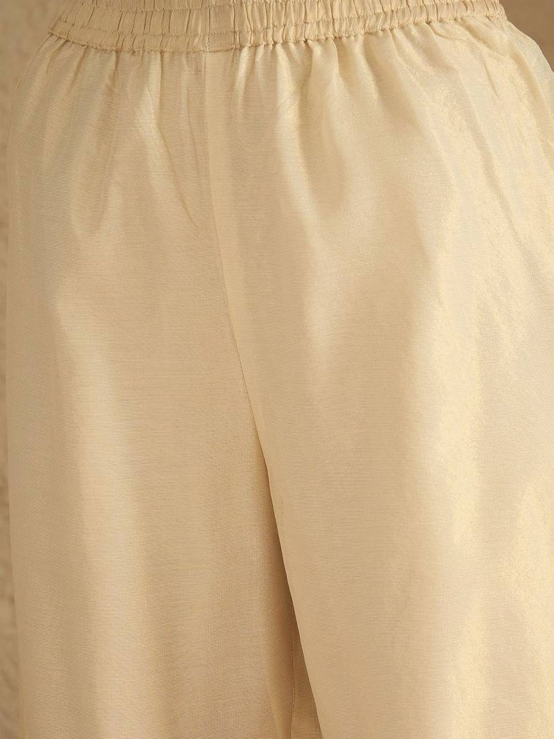 Yoke Design Round Neck Straight Kurta With Palazzos And Dupatta