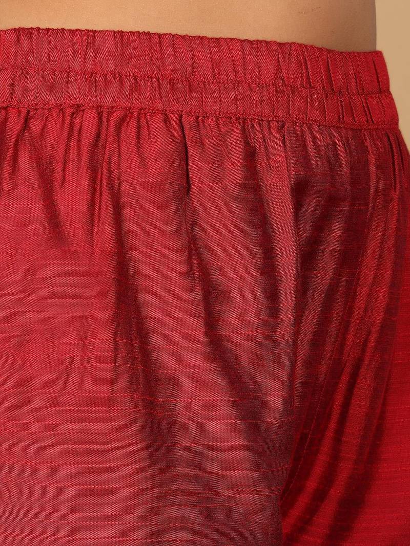 Maroon Paisley Embroidered Regular Sequinned Kurta With Trouser With Dupatta