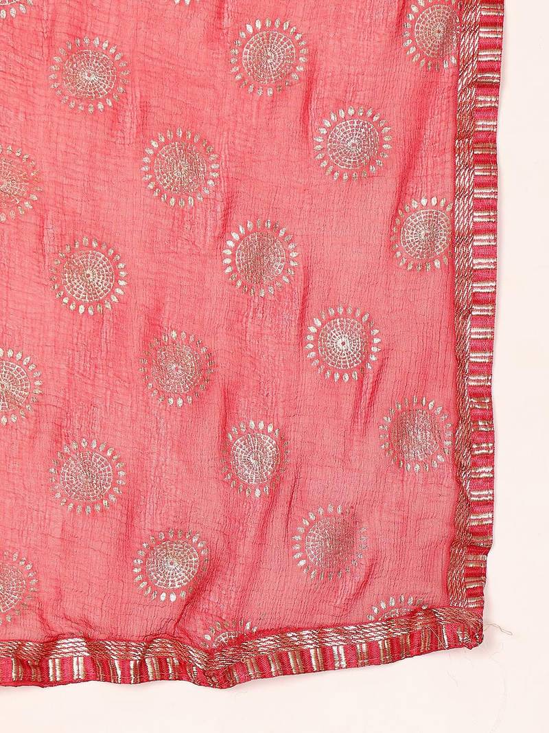 Maroon Paisley Embroidered Regular Sequinned Kurta With Trouser With Dupatta