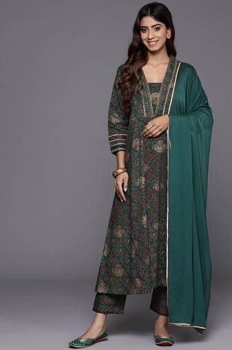 Women Ethnic Motifs Printed Gotta Patti Kurta with Trousers & With Dupatta