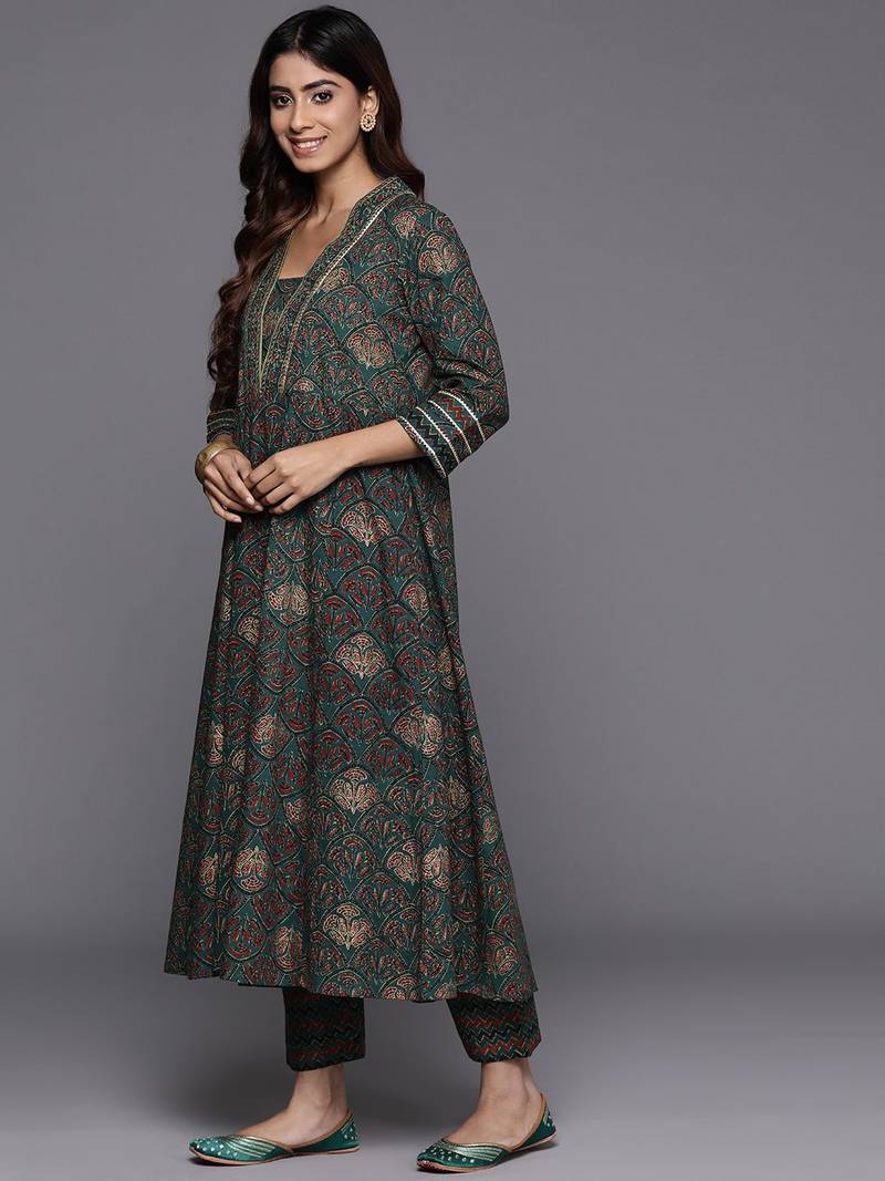 Women Ethnic Motifs Printed Gotta Patti Kurta with Trousers & With Dupatta