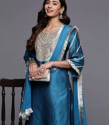 Ethnic Motifs Embroidered Regular Sequinned Kurta with Trousers & Dupatta