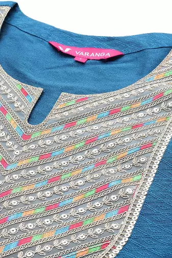 Ethnic Motifs Embroidered Regular Sequinned Kurta with Trousers & Dupatta
