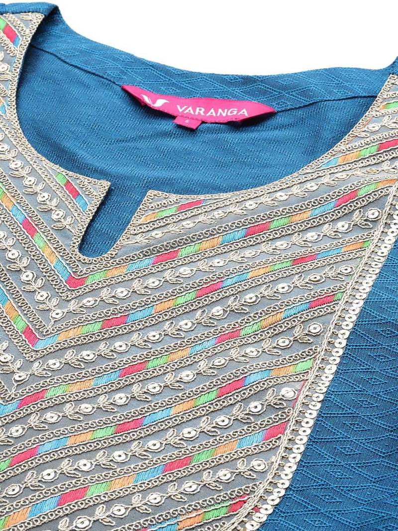 Ethnic Motifs Embroidered Regular Sequinned Kurta with Trousers & Dupatta