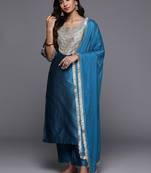 Ethnic Motifs Embroidered Regular Sequinned Kurta with Trousers & Dupatta