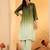 Green Ombre Dyed Mandarin Collar Sequinned Kurta With Trouser