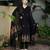 Beautiful black handwoven jamdani cotton straight kurta pant with tassel dupatta set
