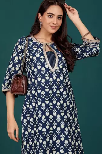 Women Ethnic Motifs Printed Regular Pure Cotton Kurta with Trousers & With Dupatta
