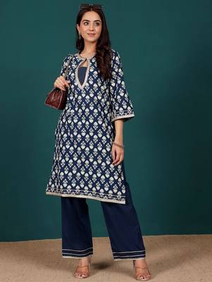 Women Ethnic Motifs Printed Regular Pure Cotton Kurta with Trousers & With Dupatta 1