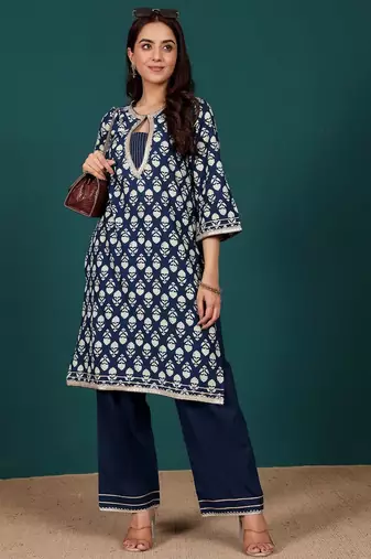 Women Ethnic Motifs Printed Regular Pure Cotton Kurta with Trousers & With Dupatta