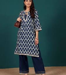 Women Ethnic Motifs Printed Regular Pure Cotton Kurta with Trousers & With Dupatta