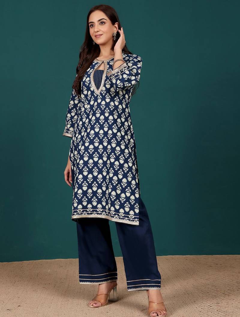 Women Ethnic Motifs Printed Regular Pure Cotton Kurta with Trousers & With Dupatta