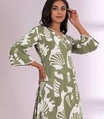 Floral Printed V-Neck Pure Cotton Straight Kurta With Trousers