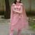 Beautiful pastel pink intricate floral embroidered kota doriya kurti pant suit set