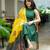 Beautiful bottle green solid handloom cotton neck a-line kurta palazzo set with yellow ajrakh applique mulmul dupatta