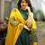 Beautiful bottle green solid handloom cotton neck a-line kurta palazzo set with yellow ajrakh applique mulmul dupatta
