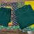 Beautiful bottle green solid handloom cotton neck a-line kurta palazzo set with yellow ajrakh applique mulmul dupatta