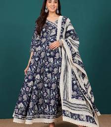 Women Ethnic Motifs Printed Regular Pure Cotton Kurta with Trousers & With Dupatta