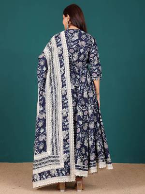 Women Ethnic Motifs Printed Regular Pure Cotton Kurta with Trousers & With Dupatta 6